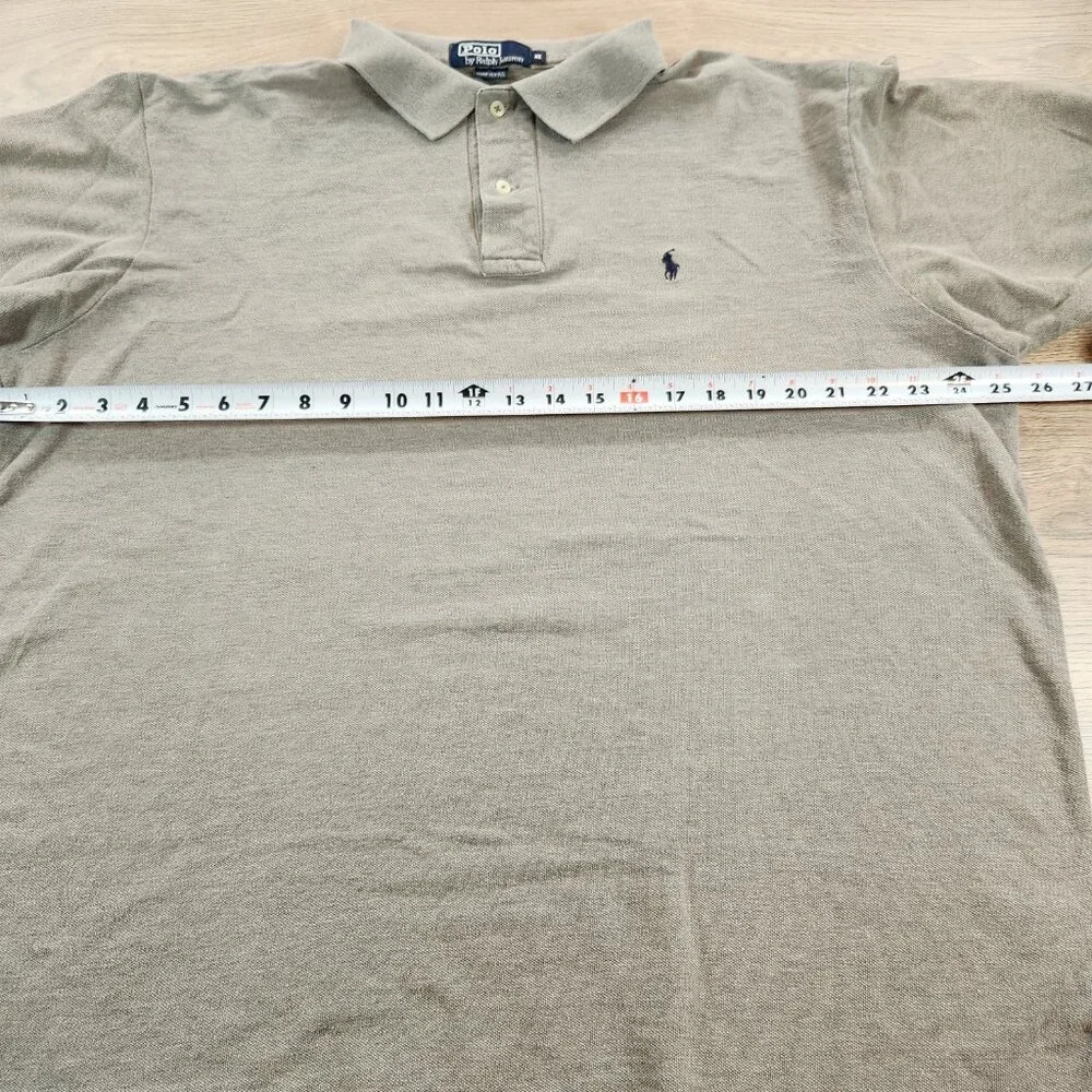 Vintage‎ Polo Ralph Lauren Pique Shirt Men's Large Heather Grey Made in USA 90s